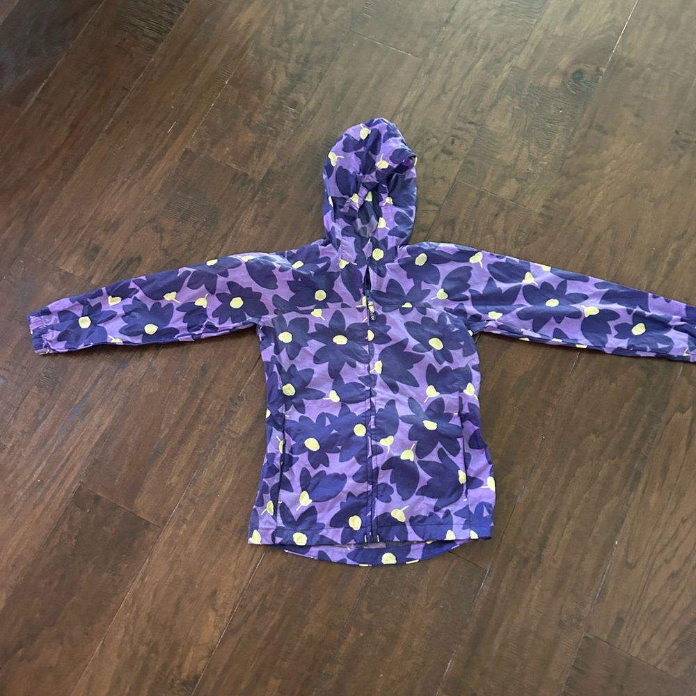 Lands' End Purple Floral Kids Raincoat